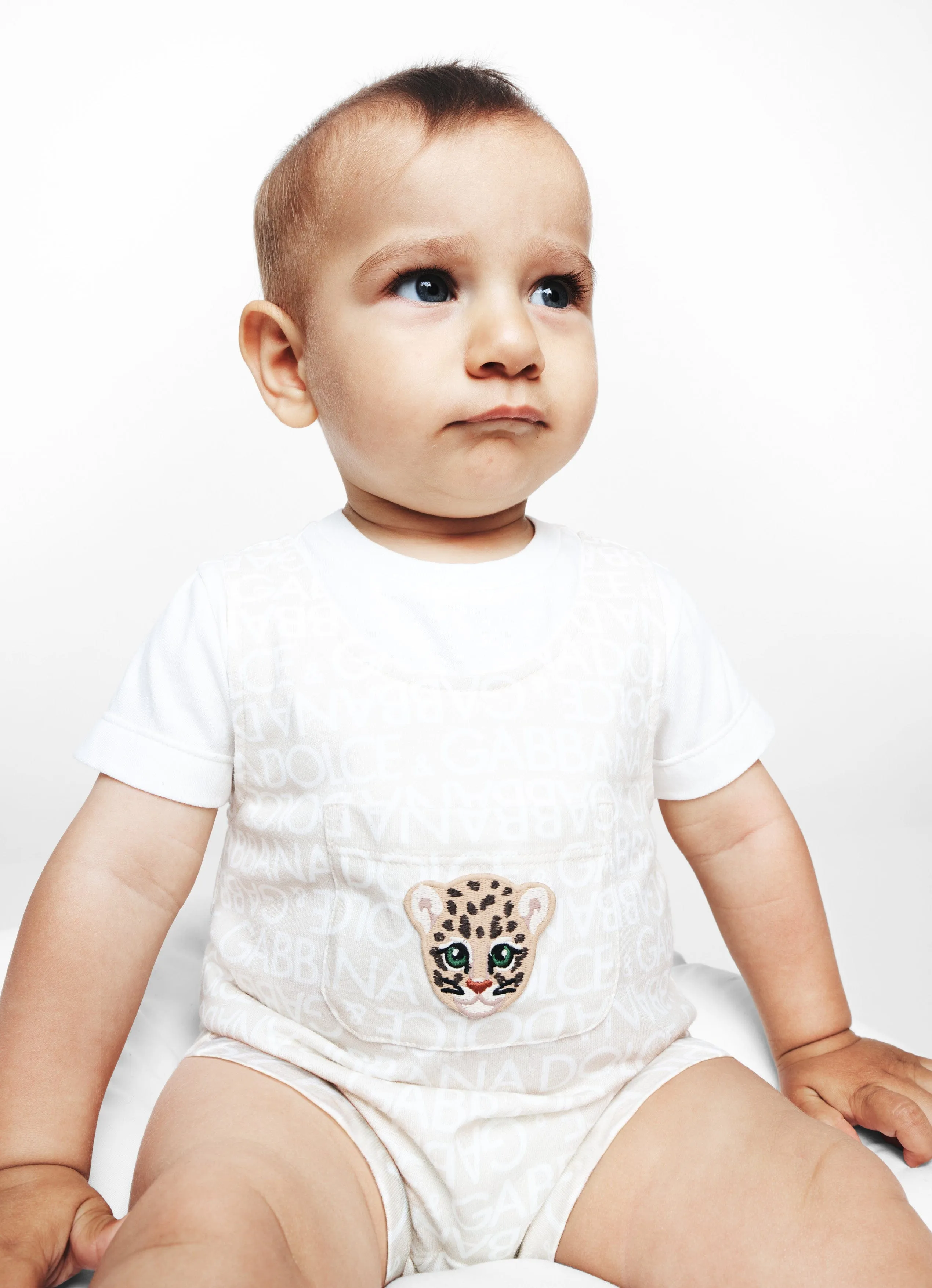 Dolce & Gabbana Baby Boys Logomania Romper in Beige