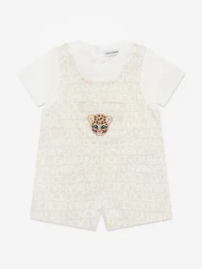 Dolce & Gabbana Baby Boys Logomania Romper in Beige