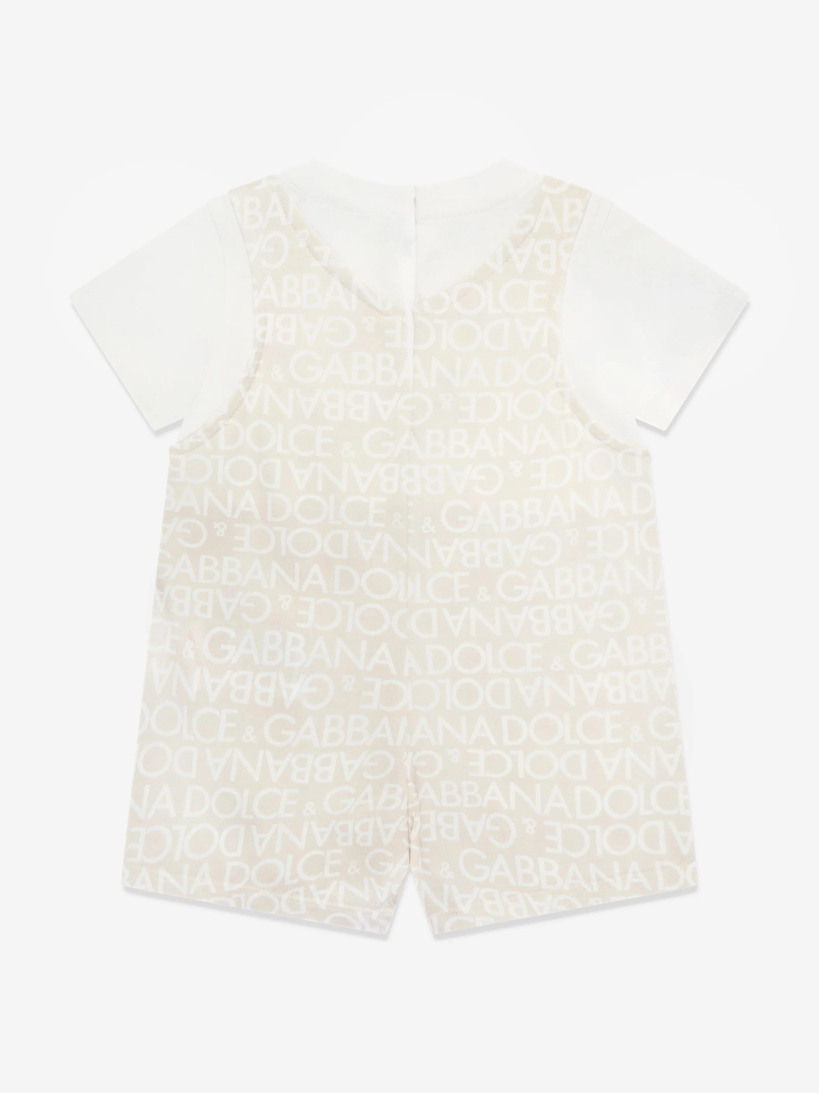 Dolce & Gabbana Baby Boys Logomania Romper in Beige