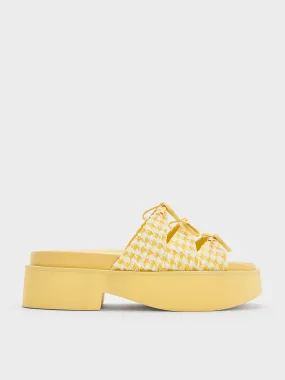 Dorri Houndstooth Triple-Bow Platform Sandals - Yellow