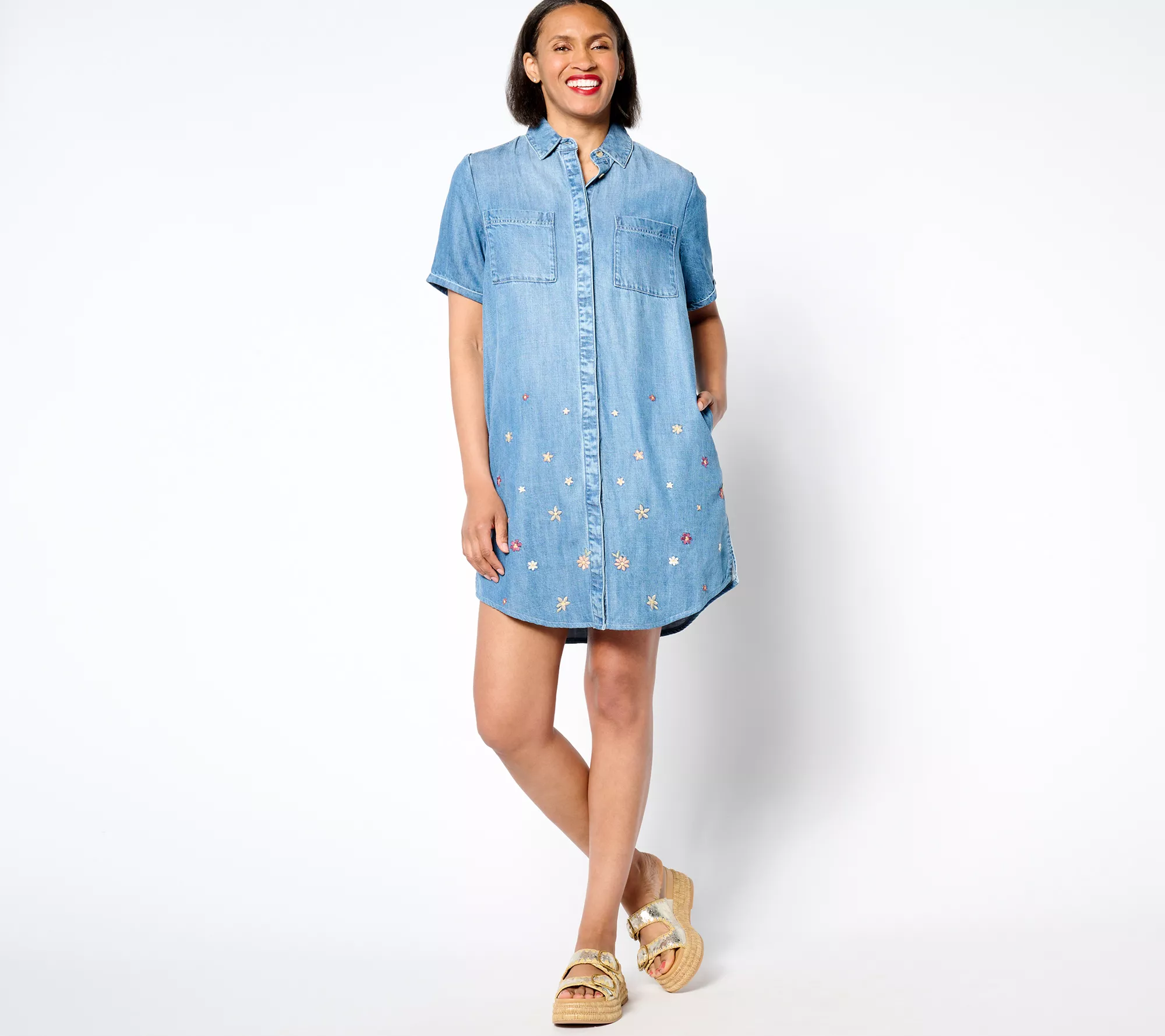 Driftwood Jeans Embroidered Short Sleeve Mabel Dress - Prairie