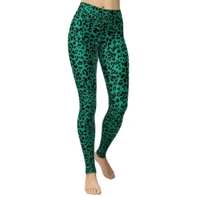 Emerald Green Leopard Yoga Leggings