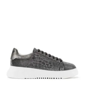 Emporio Armani Gunmetal Shimmer Print Sneakers