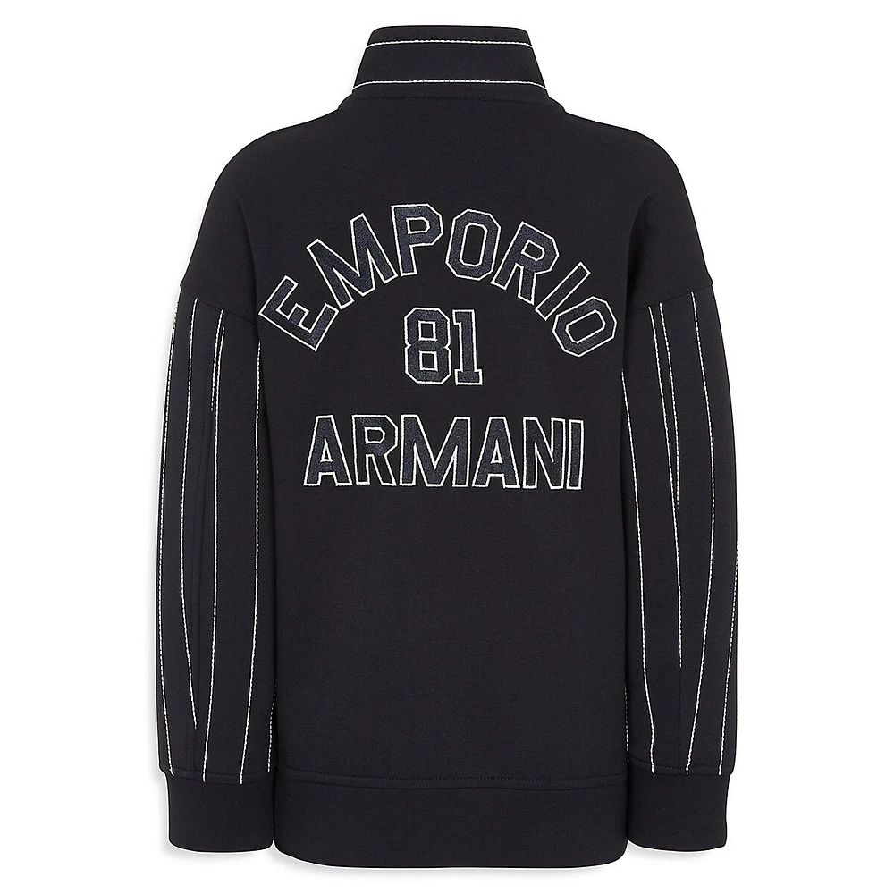 Emporio Armani Little Boy's Pinstripe-Trim Logo Track Jacket