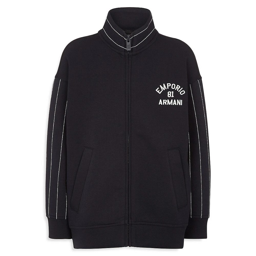 Emporio Armani Little Boy's Pinstripe-Trim Logo Track Jacket