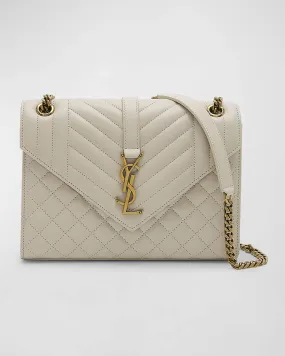 Envelope Triquilt Medium YSL Shoulder Bag in Smooth Quilted Leather