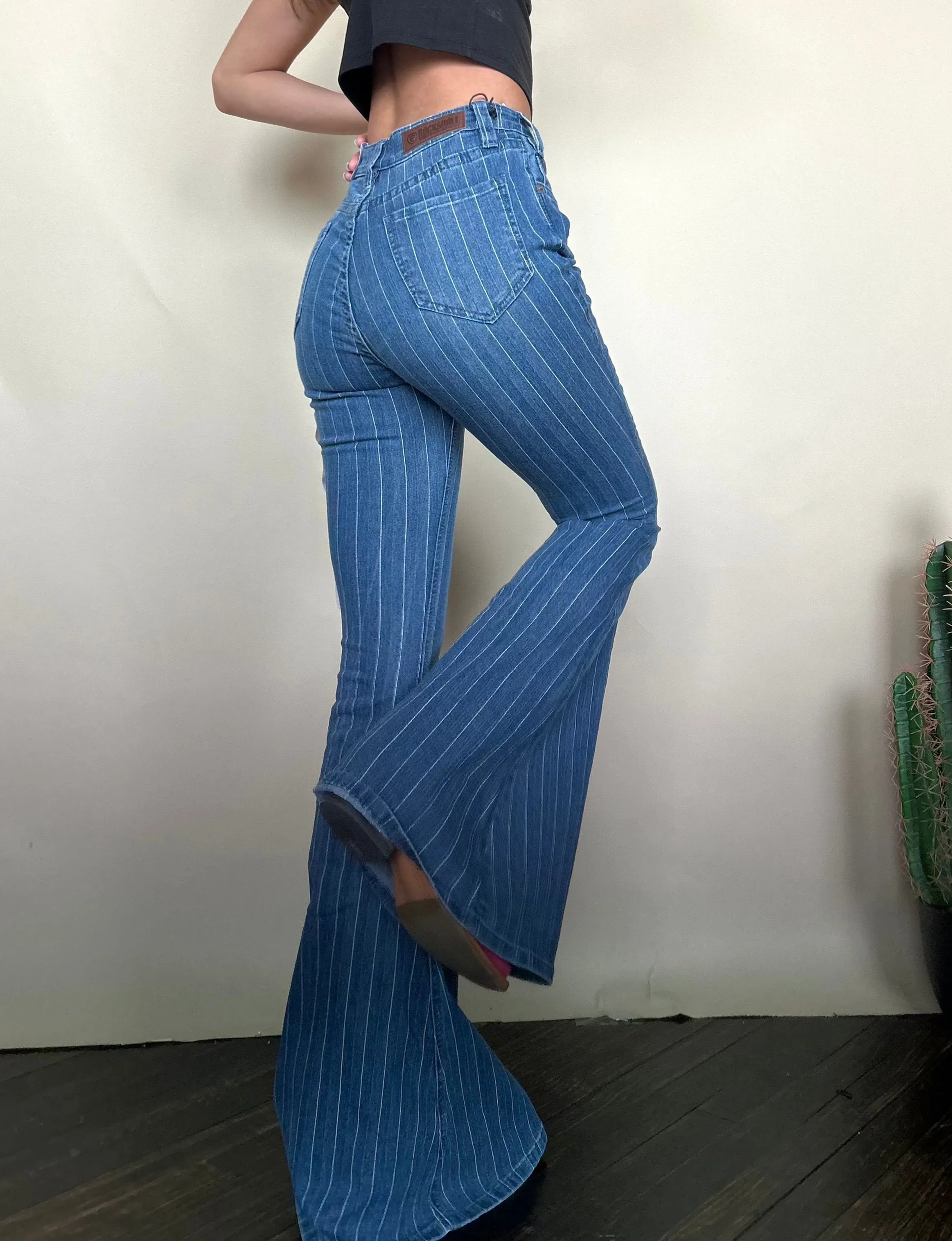 Final Sale Remi High Rise Stripe Bell Jeans