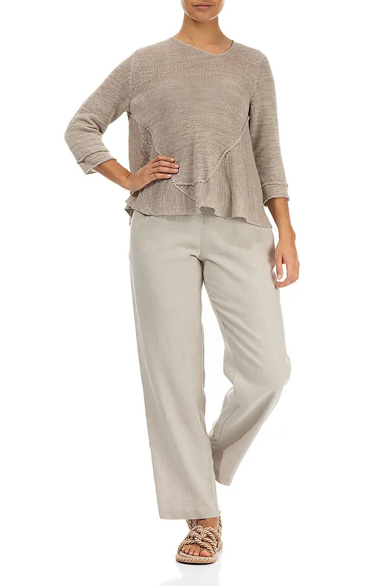 Flared Hem Natural Linen Jumper