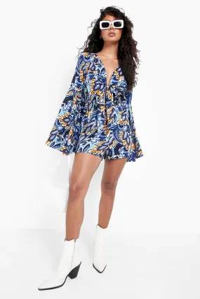 Floral Extreme Flare Sleeve Romper