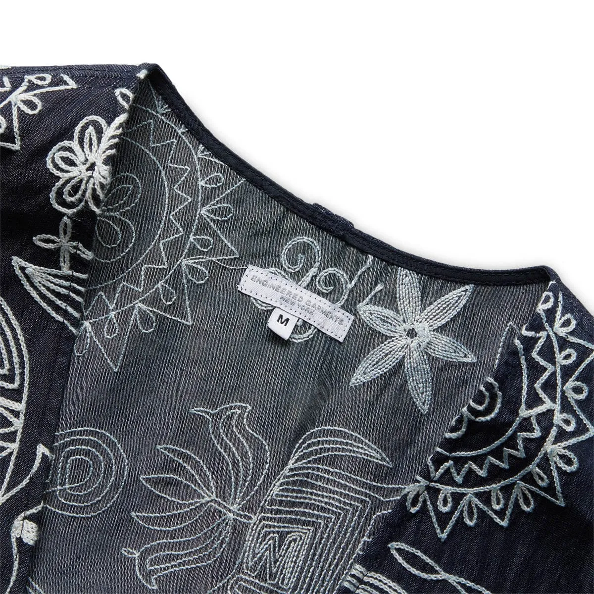 FOWL VEST INDIGO FLORAL EMBROIDERY DENIM | Bodega