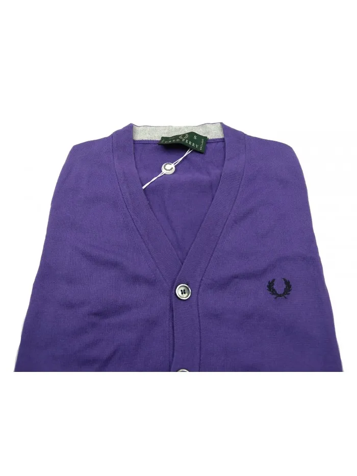 Fred Perry Man Vest Art. 30412165 COL 0036 Plain Purple Buttons