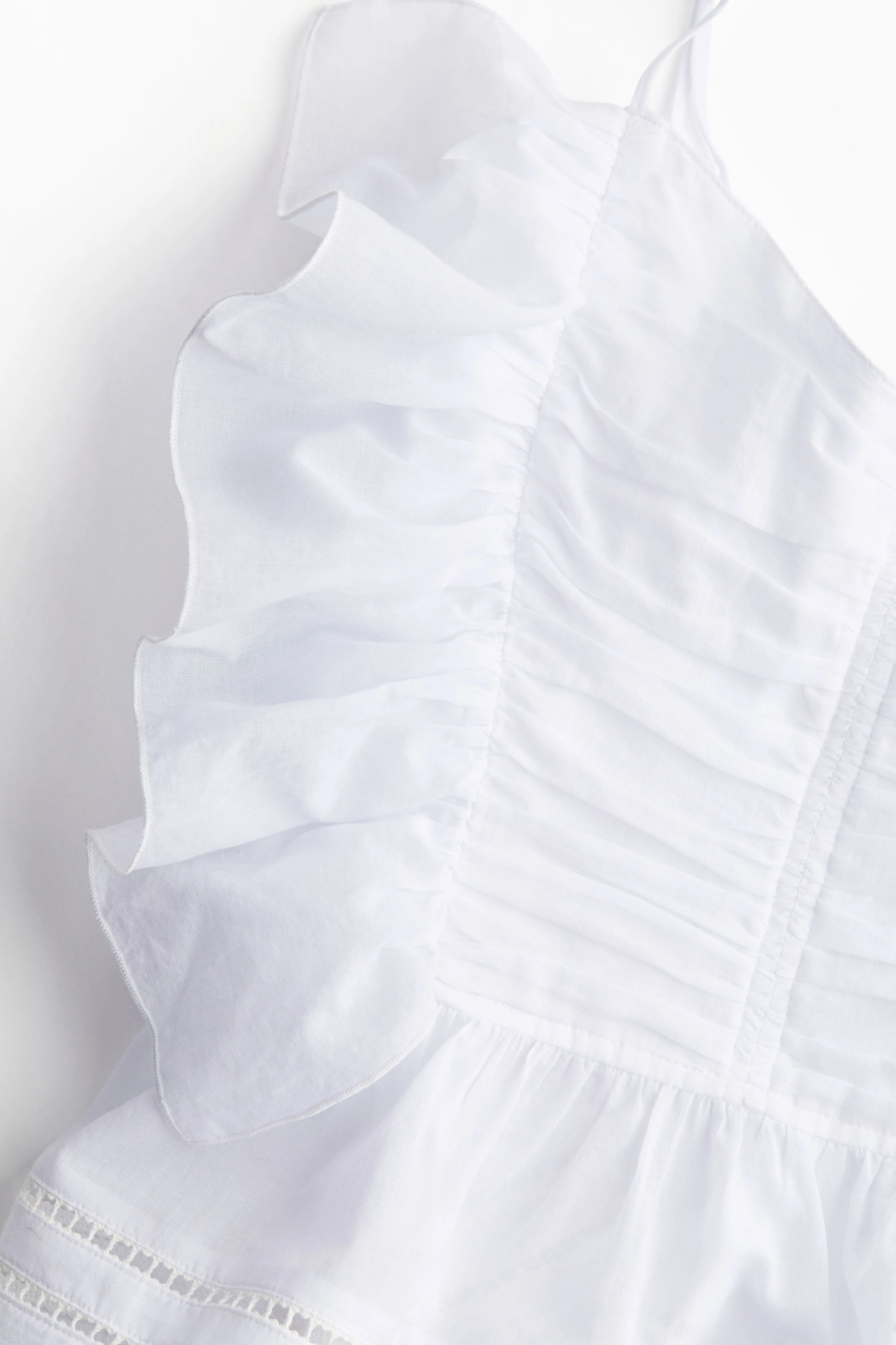 Frill-trimmed strappy top - Sweetheart neckline - Sleeveless - White - Ladies | H&M GB