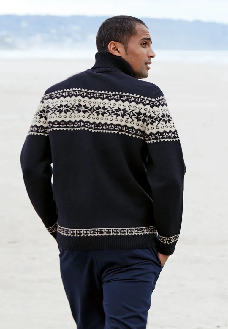 Gautier Navy Fairisle Roll Neck Jumper