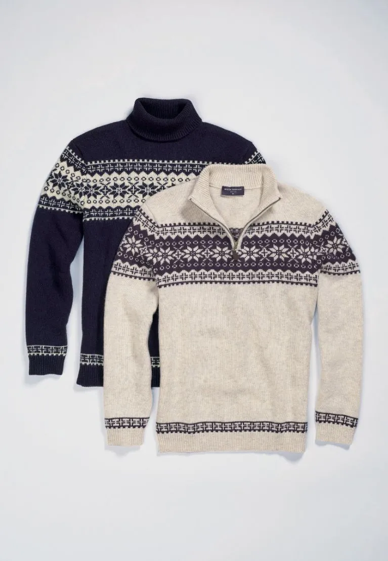 Gautier Navy Fairisle Roll Neck Jumper