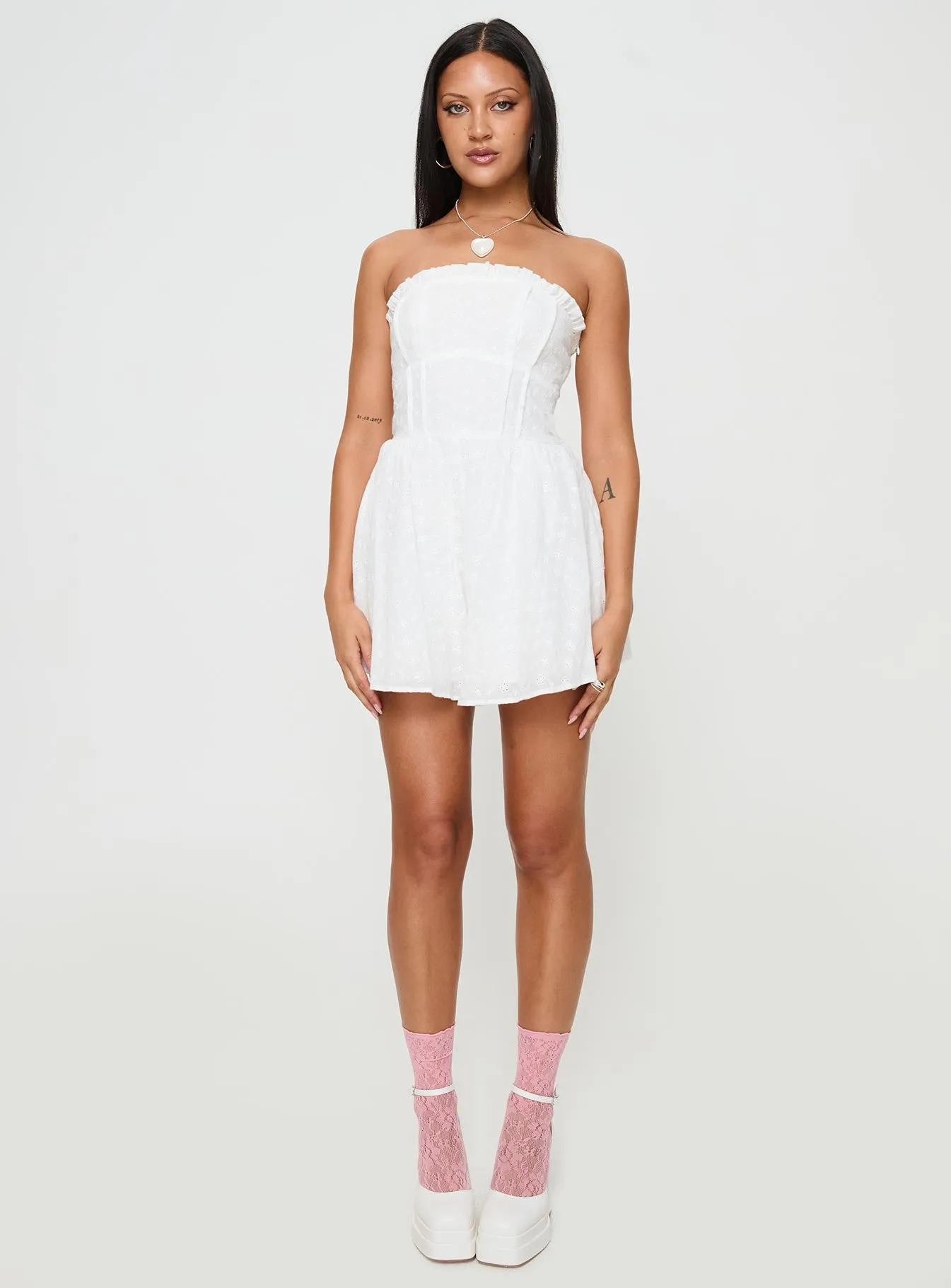 Gian Strapless Romper White