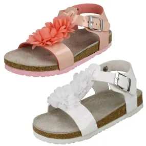 Girls Spot On Flower Trim Sandals H0277