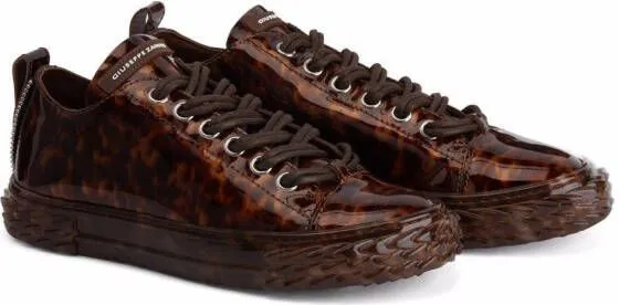 Giuseppe Zanotti Blabber tortoiseshell-effect leather sneakers Brown