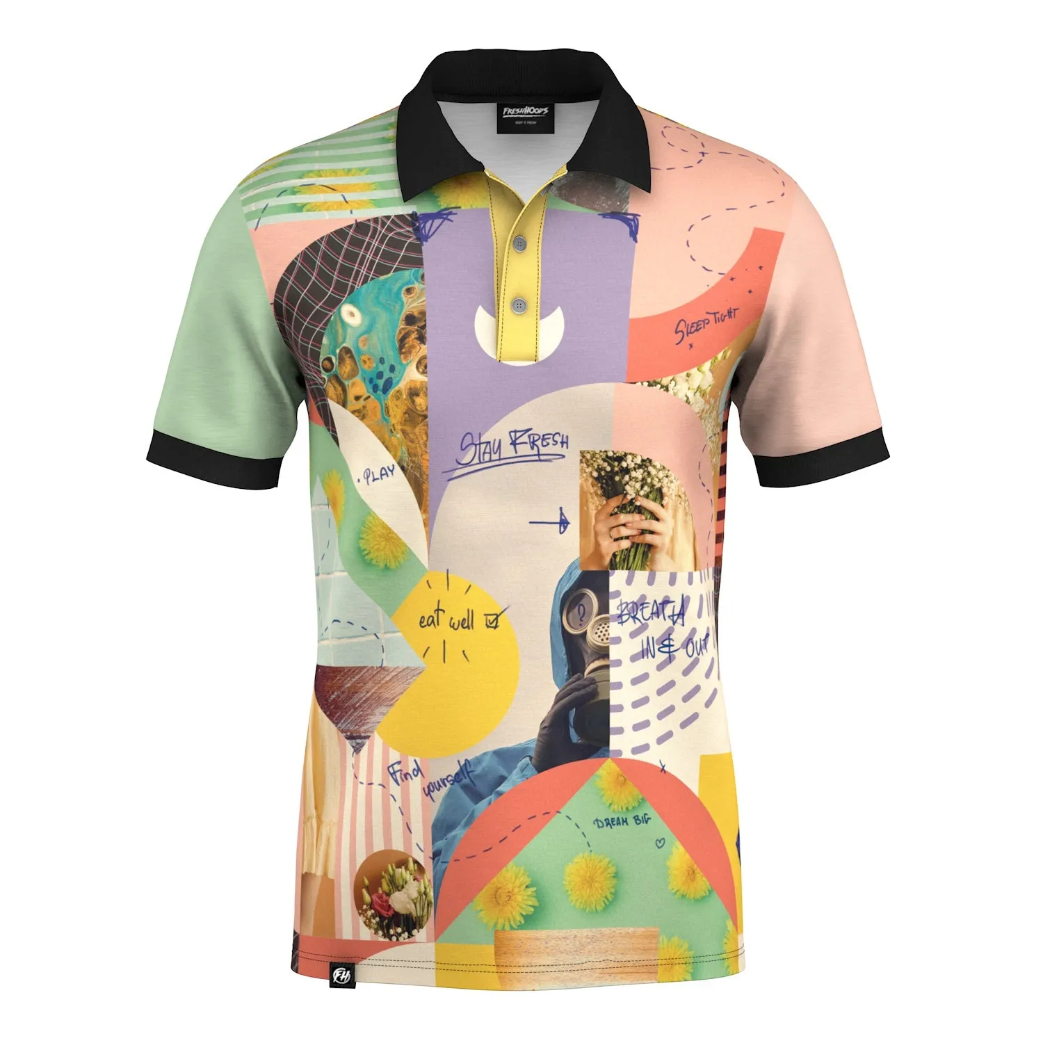 Glitch Collage Polo Shirt