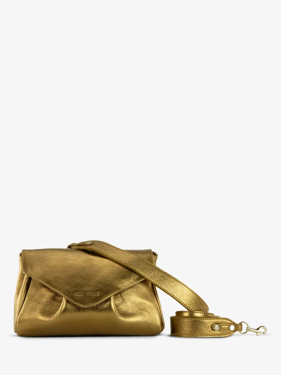 Gold Metallic Leather Shoulder Bag for Women - Suzon M Bronze | PAUL MARIUS