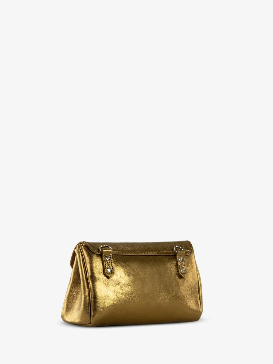 Gold Metallic Leather Shoulder Bag for Women - Suzon M Bronze | PAUL MARIUS