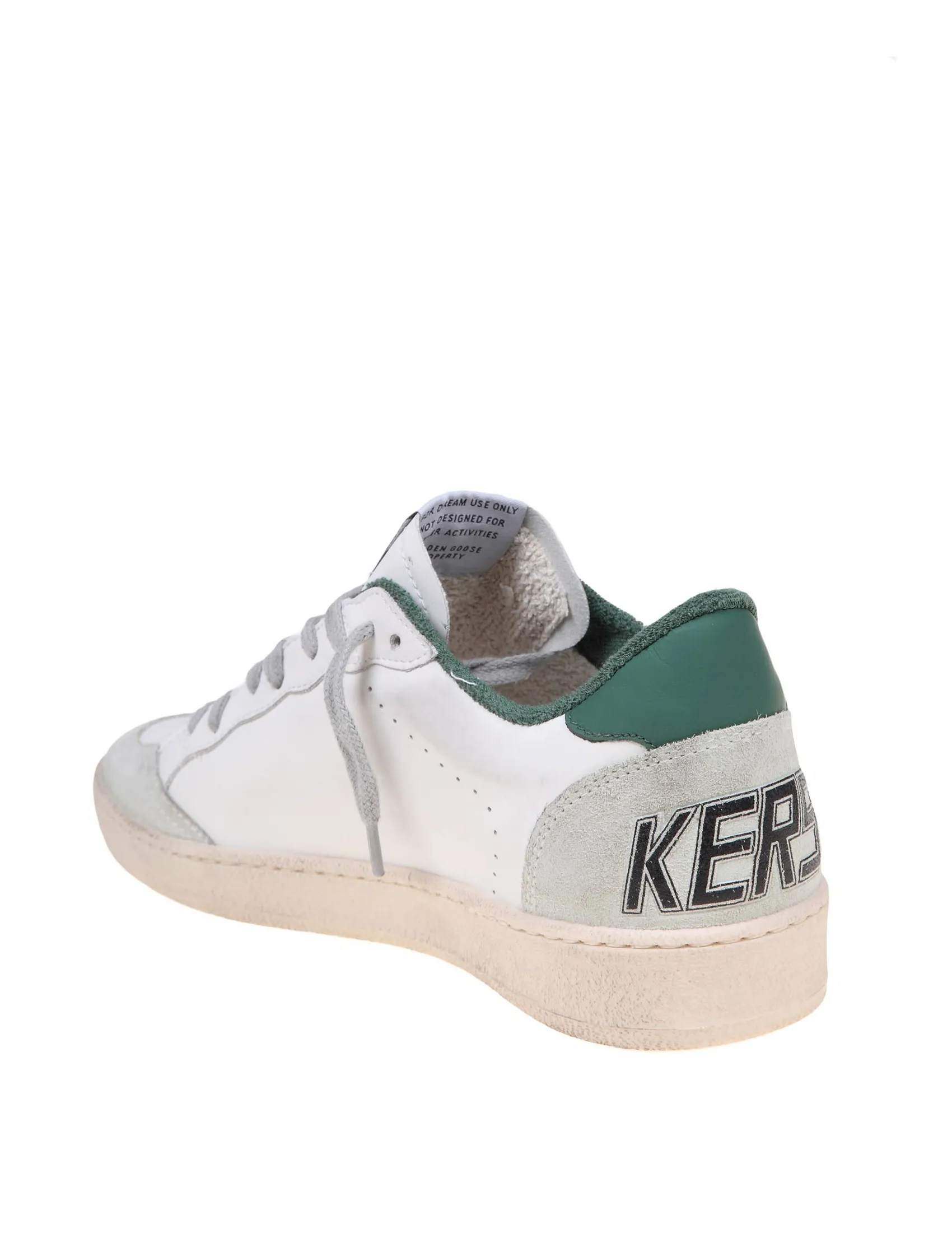 GOLDEN GOOSE BALLSTAR SNEAKERS IN WHITE AND GREEN LEATHER