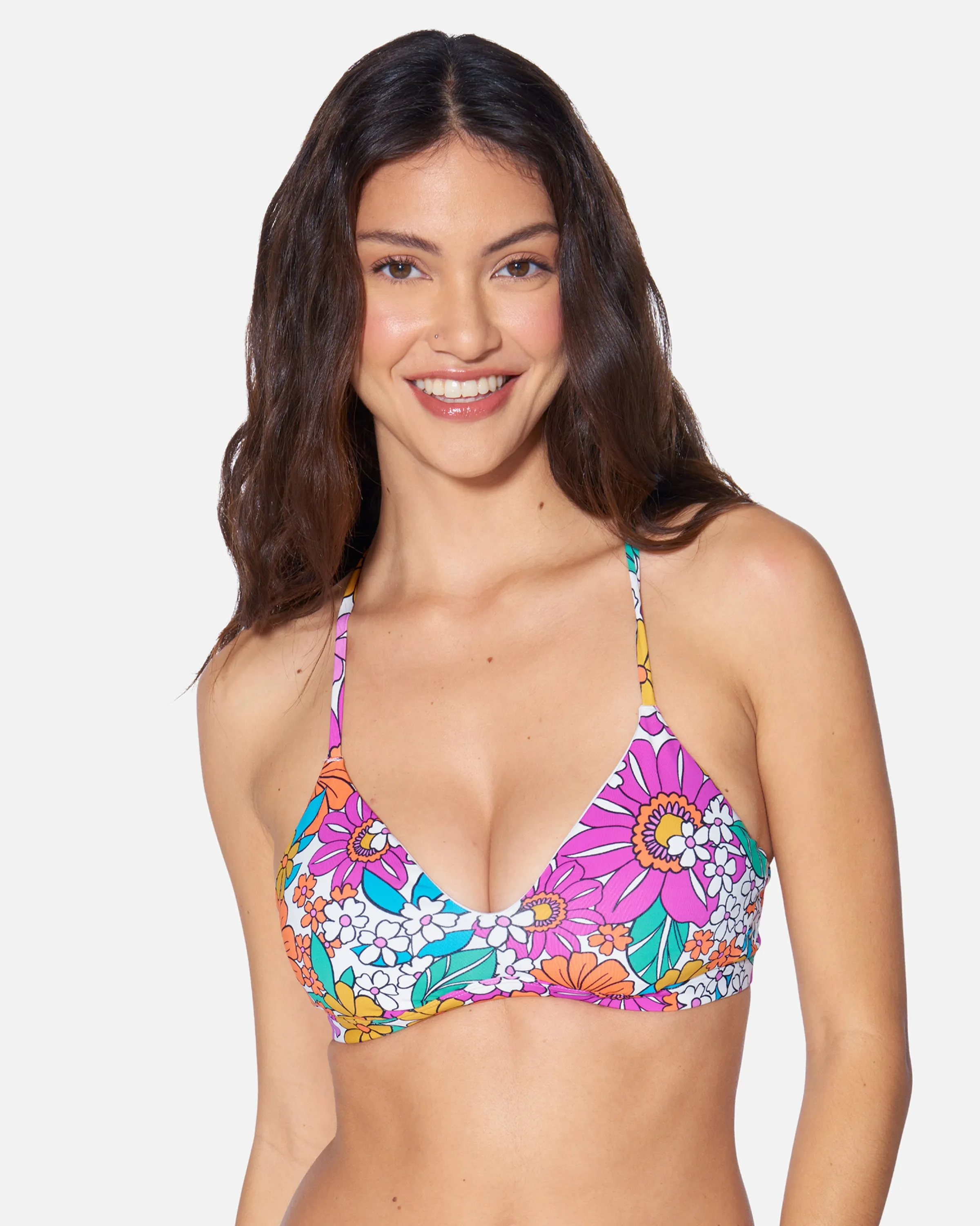 Groovy Floral Adjustable Bikini Top