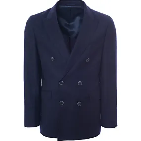 Hackett London Baby Shetland Twill Double-Breasted Jacket in Bright Navy