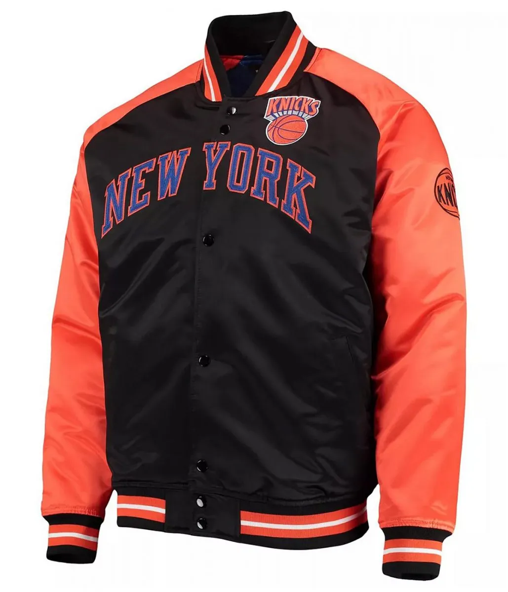 Hardwood Classics Reload 3.0 NY Knicks Black and Orange Jacket