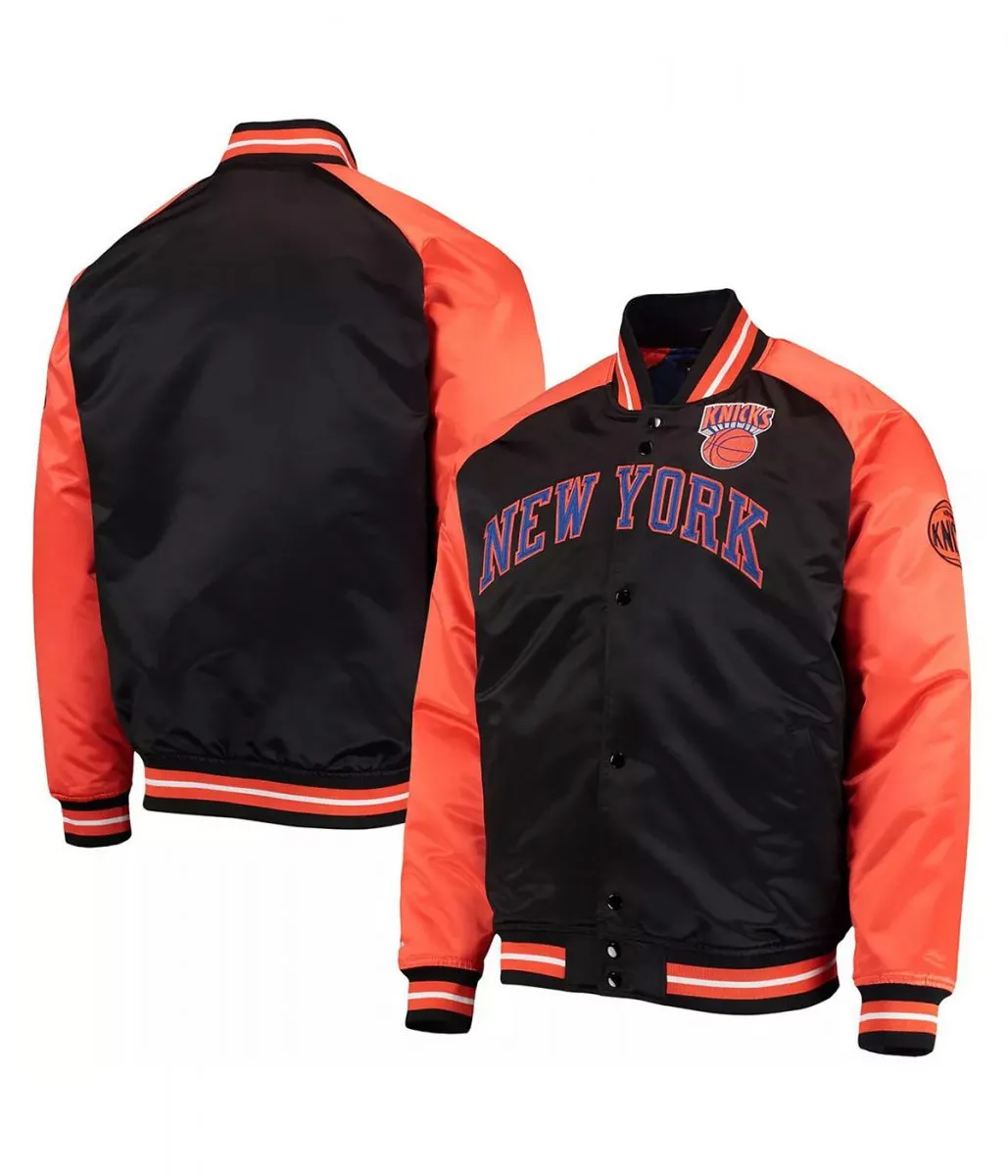 Hardwood Classics Reload 3.0 NY Knicks Black and Orange Jacket