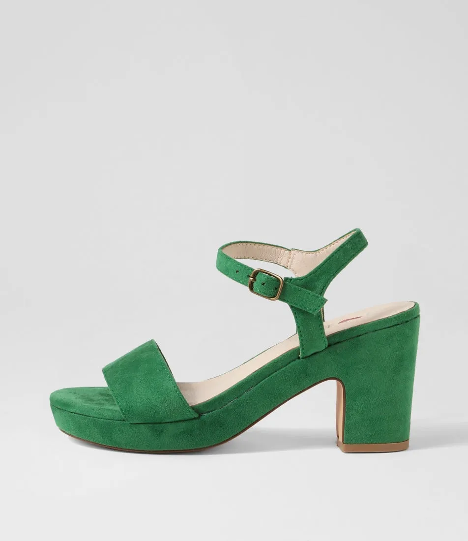 I LOVE BILLY Kementari Green Microsuede Sandals