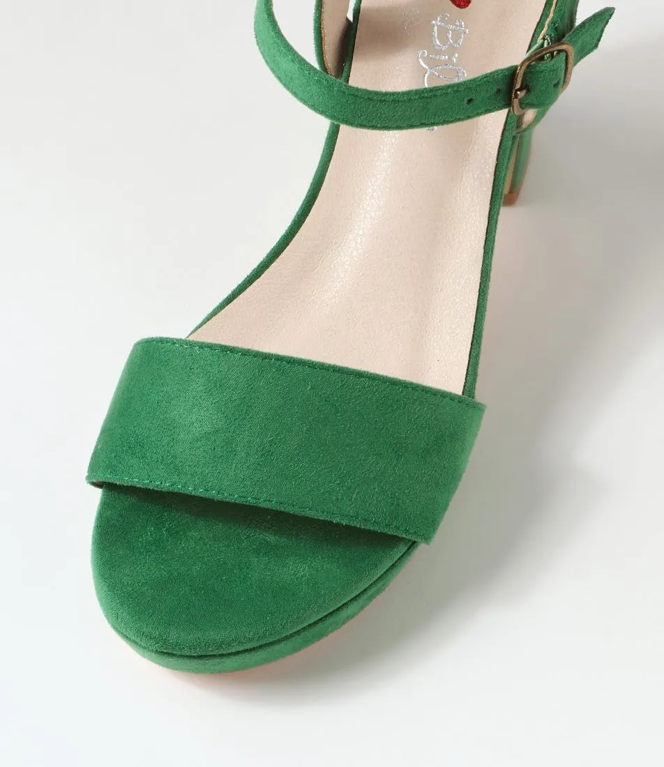 I LOVE BILLY Kementari Green Microsuede Sandals