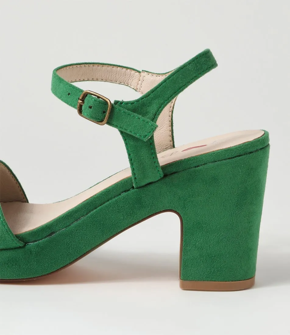 I LOVE BILLY Kementari Green Microsuede Sandals