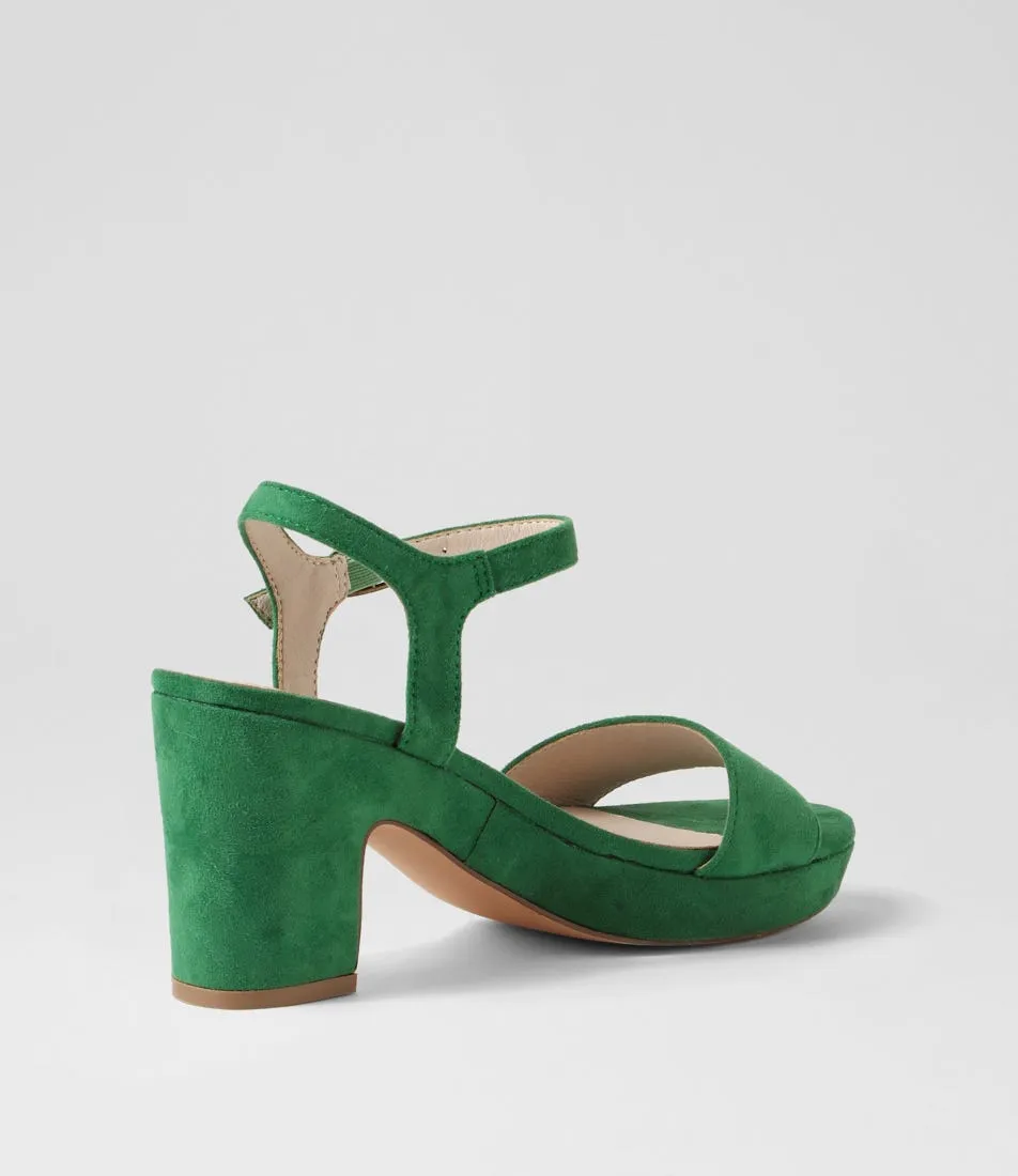 I LOVE BILLY Kementari Green Microsuede Sandals