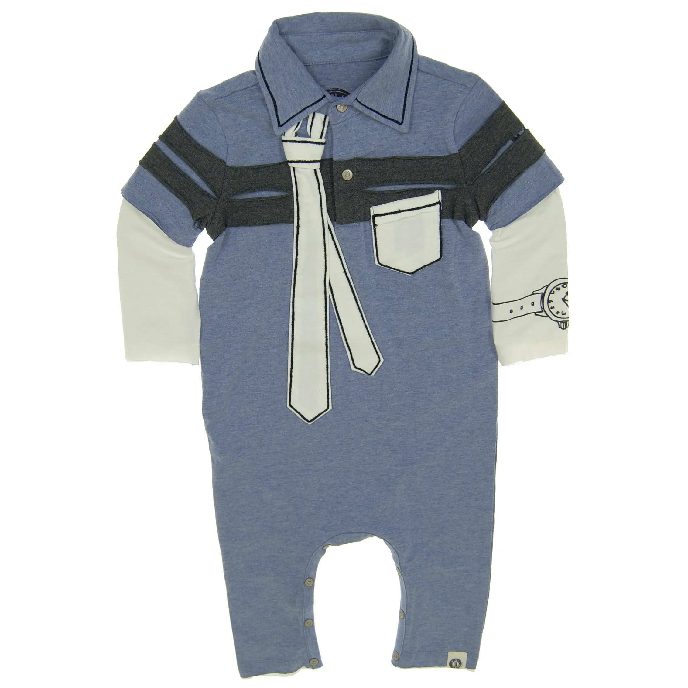 Inside The Lines Tie Baby Polo Romper by: Mini Shatsu