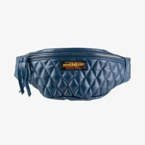 Iron Heart Diamond Stitched Leather Waist Bag Navy