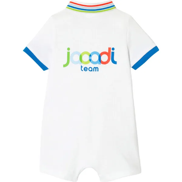 Jacadi Baby Boy Cotton Pique Romper, White