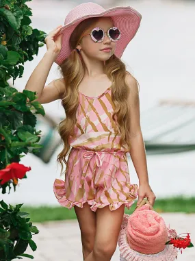 Just Believe Halter Ruffled Hem Romper