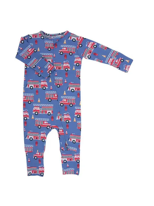 Kids Sweet Bamboo Convertible Bamboo Romper - Cameron Fire Truck