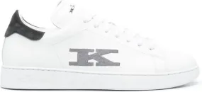 Kiton logo-embroidered leather sneakers White