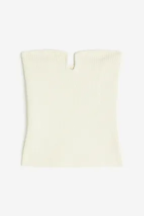 Knitted bandeau top - Sweetheart neckline - Sleeveless - Cream - Ladies | H&M GB