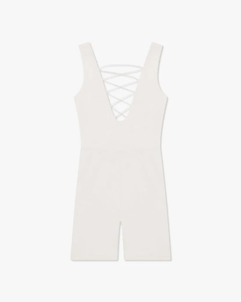 Lace-Up Romper | Off White