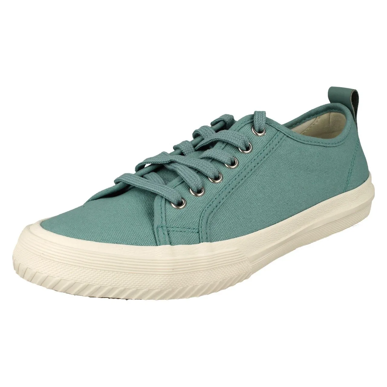 Ladies Clarks Lace Up Summer Canvas Trainers - Roxby Lace