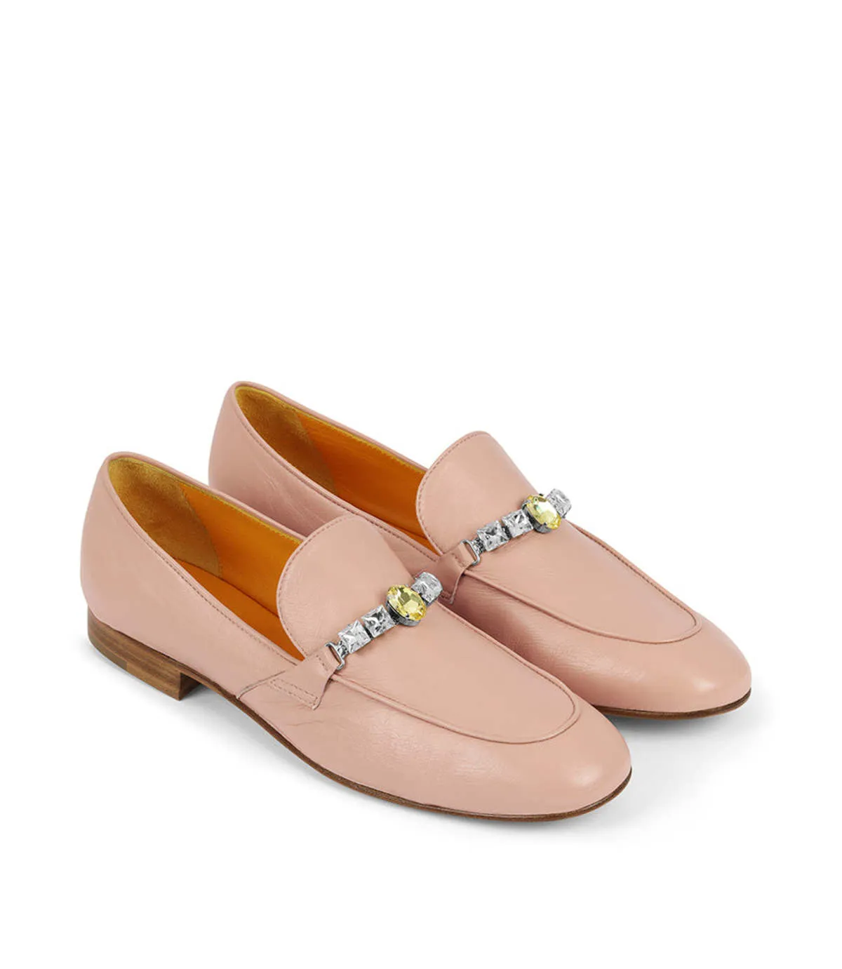 Leather Flat Jeweled Loafer - Pink