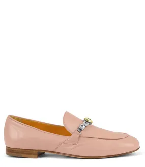 Leather Flat Jeweled Loafer - Pink