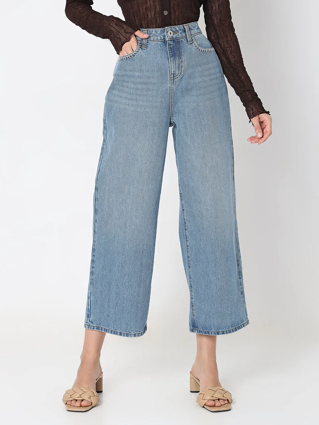 Light Blue High Rise Zoey Wide-Leg Jeans