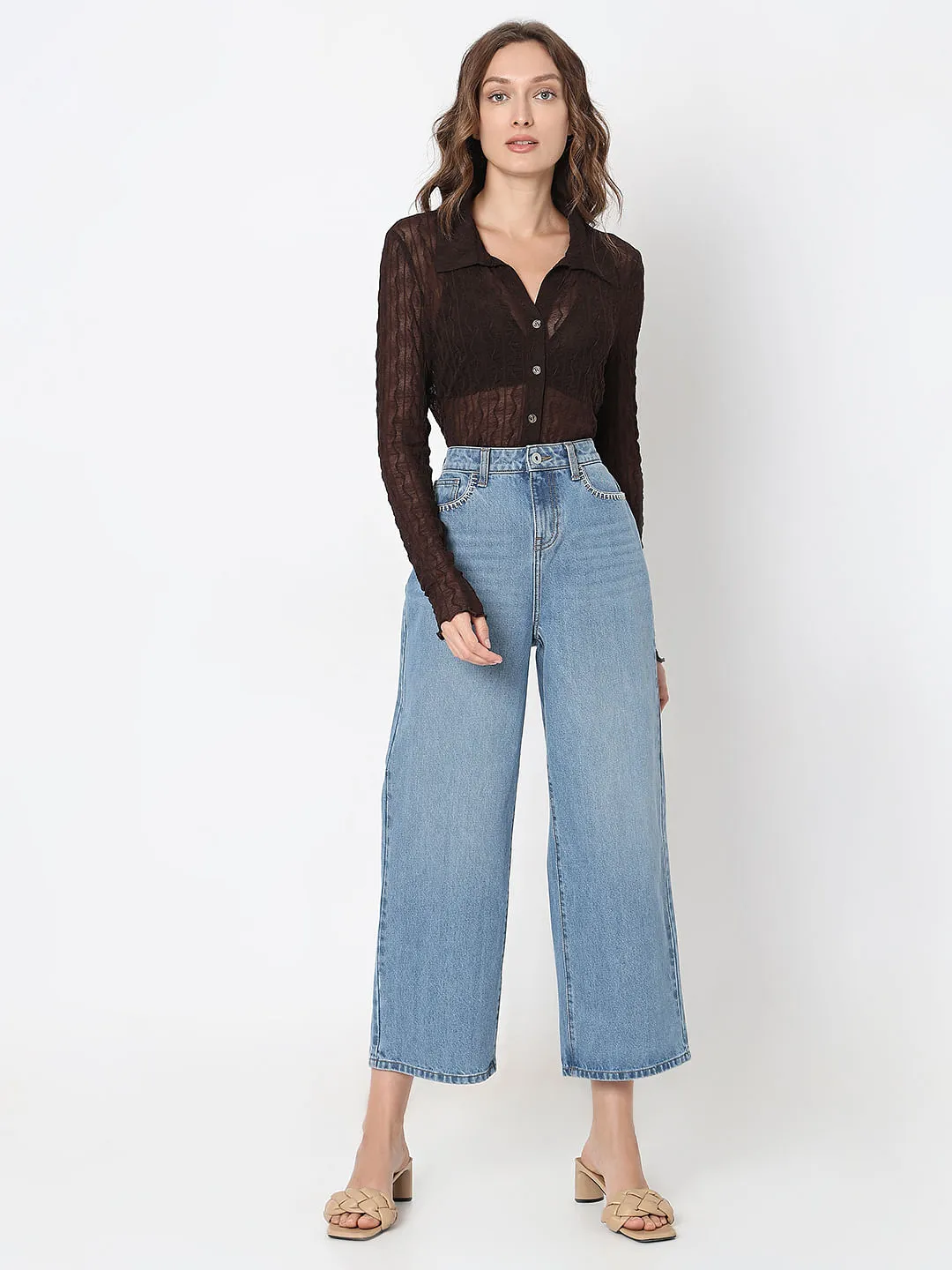 Light Blue High Rise Zoey Wide-Leg Jeans