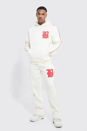 Lightweight B Badge Piping Hooded Tracksuit