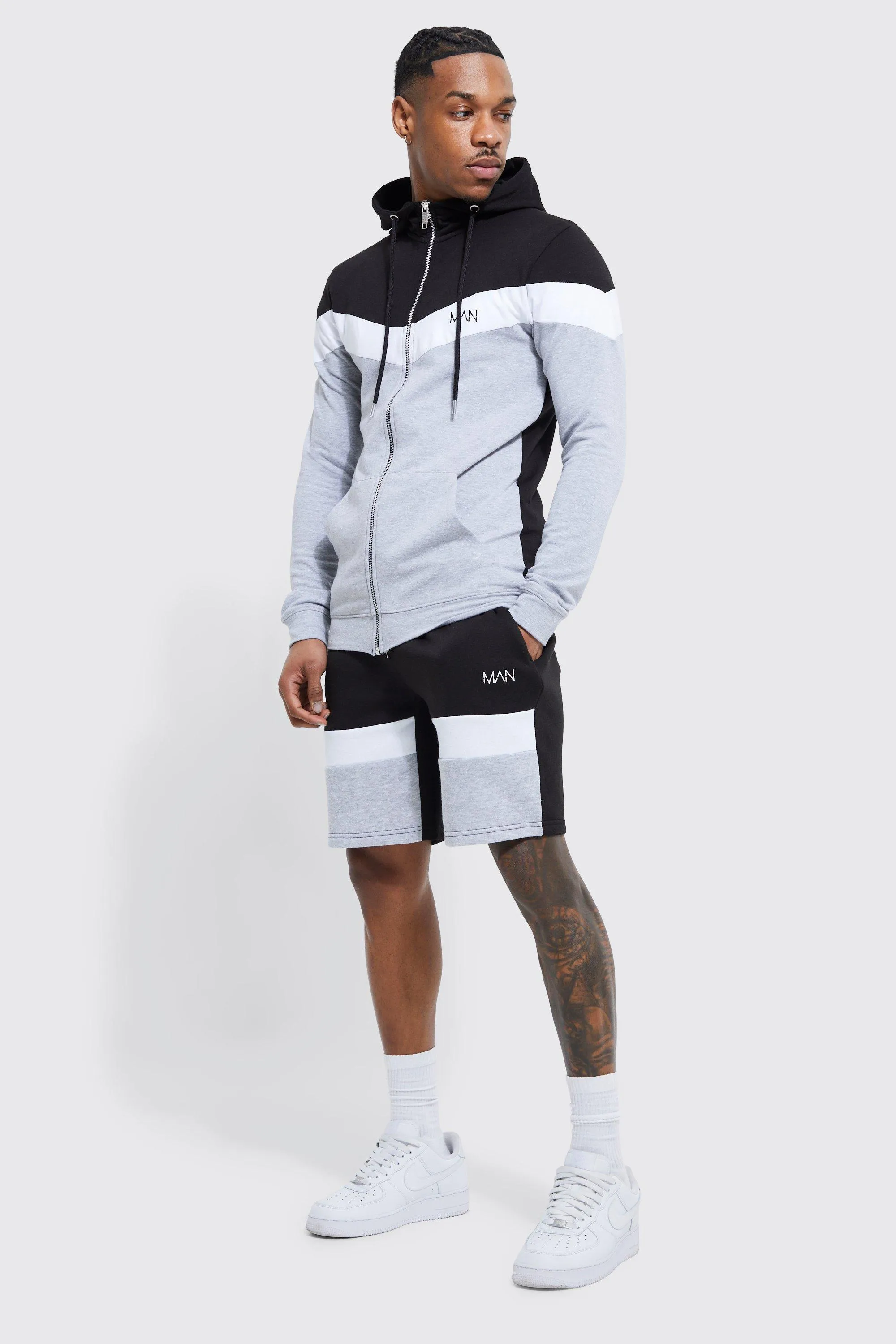 Lightweight Muscle Fit Hooded Short Tracksuit