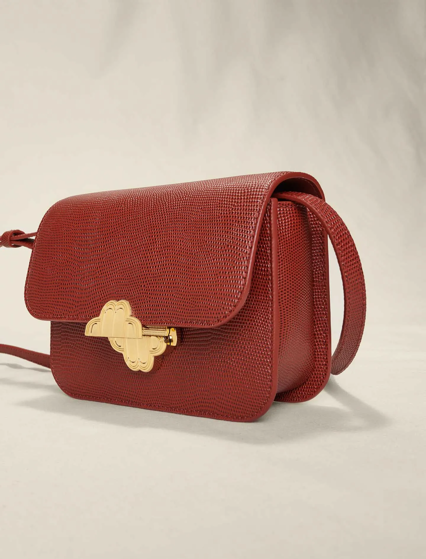 LIZARD-EFFECT EMBOSSED LEATHER BAG