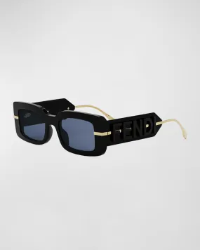 Logo Acetate Rectangle Sunglasses